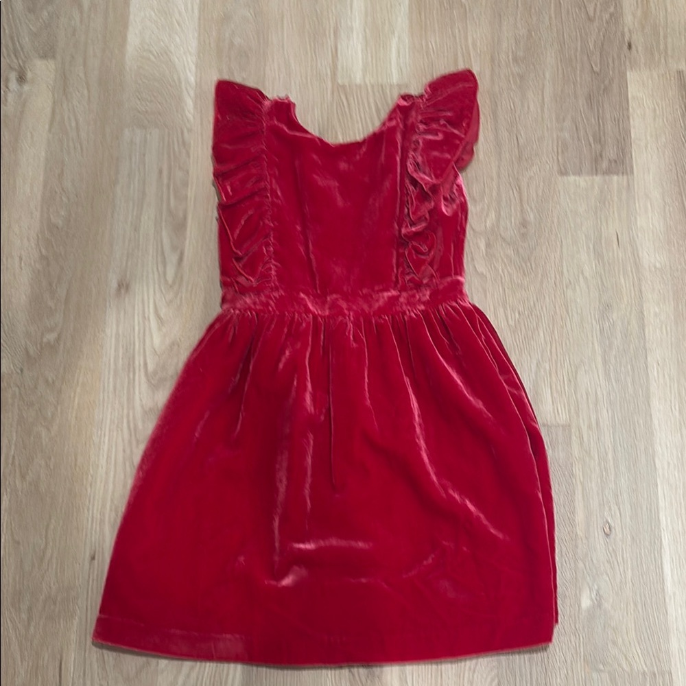 Red Velvet Ruffle Dress